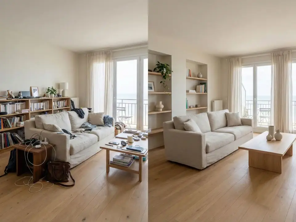 Désencombrement logement avant shooting Airbnb – exemple Atlantic Selection Hossegor Capbreton